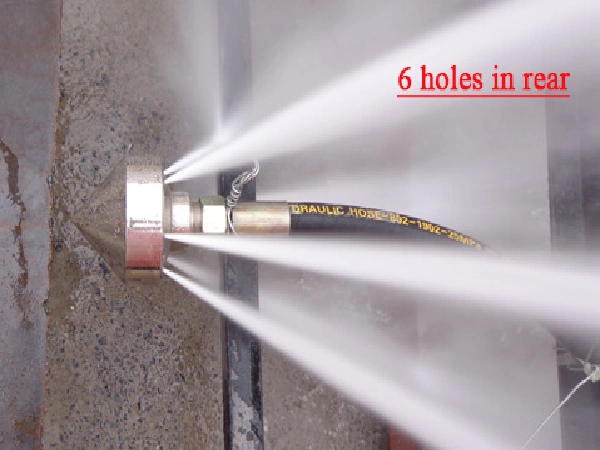 High pressure sewer jetter cleaning nozzle, stainless steel pipe drain jet nozzle for sewer blockage removal