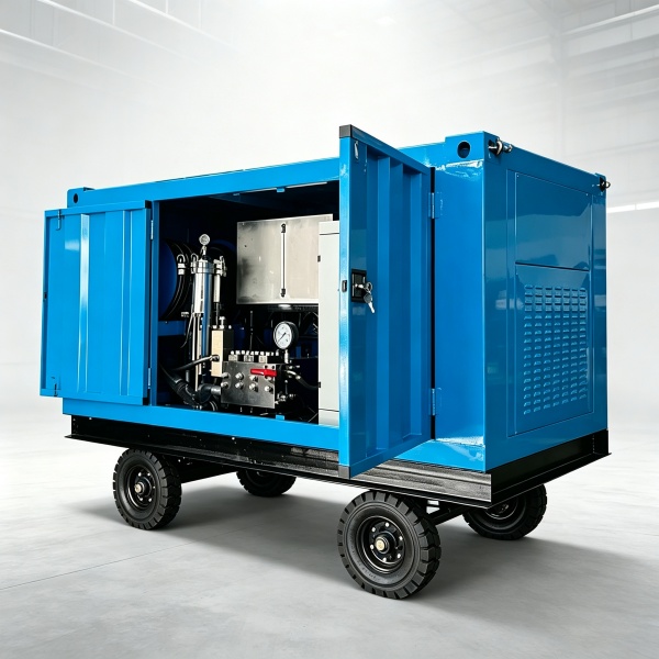 600Bar 80Lpm sewer jetter pump mobile industrial pipe hydro blasting cleaning equipment