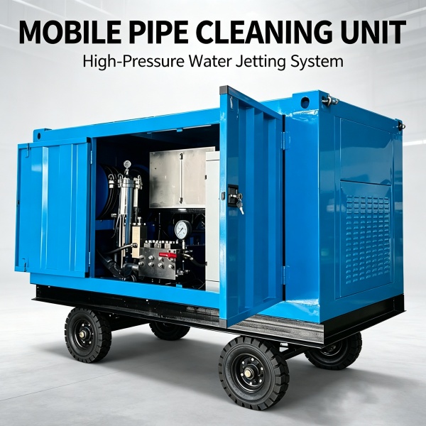 600Bar 80Lpm Industrial Pipe Jetting Hydro Blasting Equipment | Heavy Duty Sewer Drain Jetter