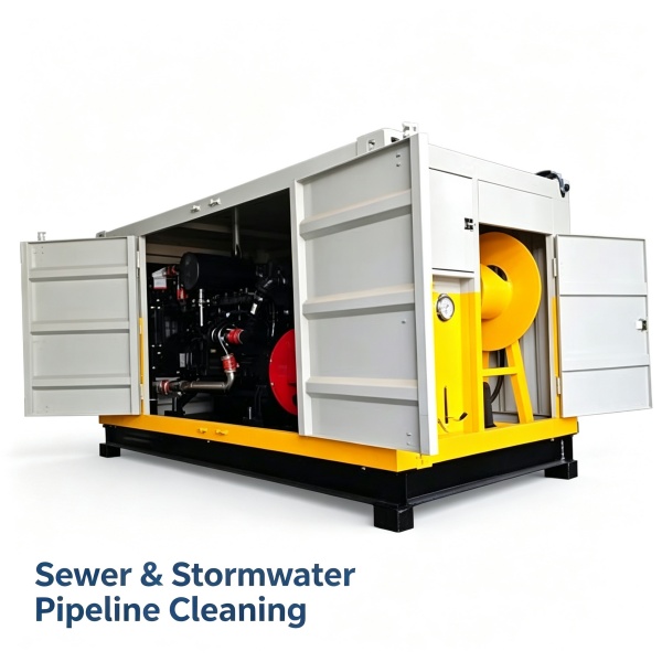Sewer water jetting machine for municipal sewer and stormwater pipeline cleaning