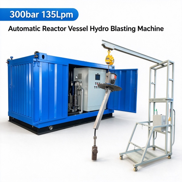 300bar 135Lpm automatic reactor vessel hydro blasting machine